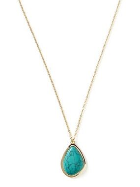Banana Republic Gold Teardrop Necklace with Turquoise Stone